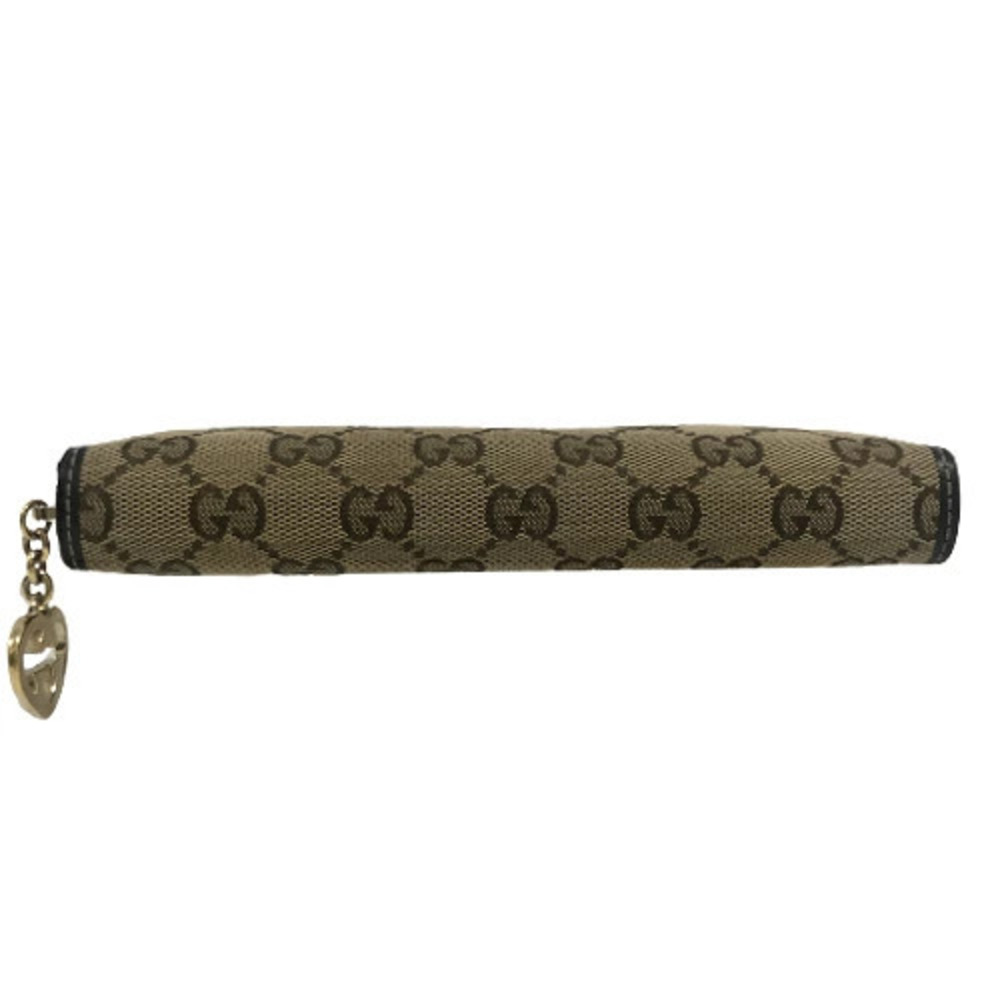 Gucci Lovely Round Long Wallet GG Canvas Zipper Zippy Leather Brown - Picture 7 of 10